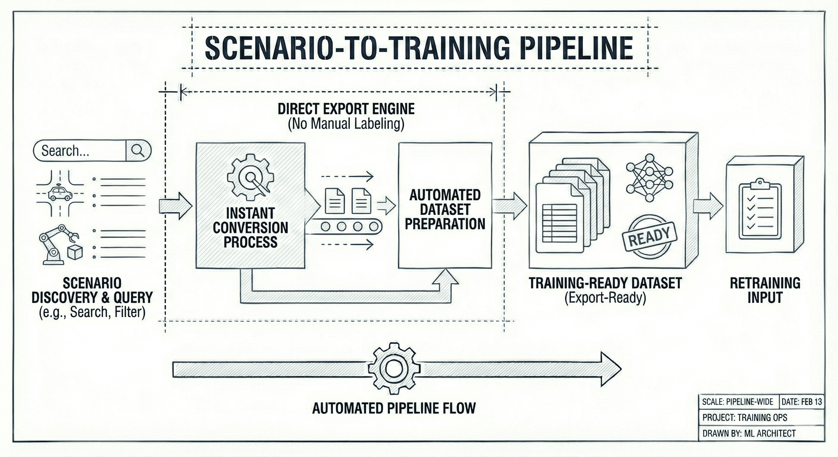 Scenario-to-training pipeline illustration